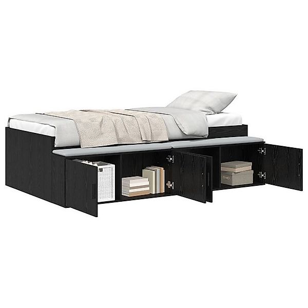 vidaXL Bett Stauraum Bettgestell Schwarz Eiche 90x190 cm (1-tlg) günstig online kaufen