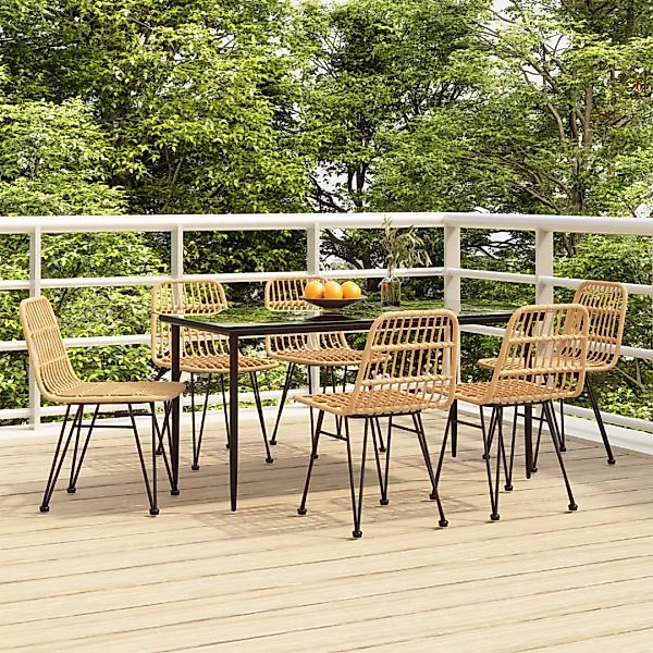 Vidaxl 7-tlg. Garten-essgruppe Poly Rattan günstig online kaufen