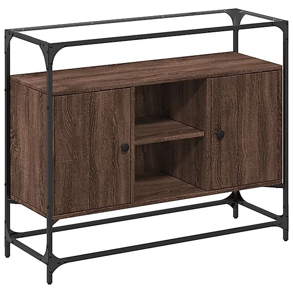 vidaXL Sideboard mit Glasplatte Braun Eiche 98x35x81 cm Holzwerkstoff 84607 günstig online kaufen