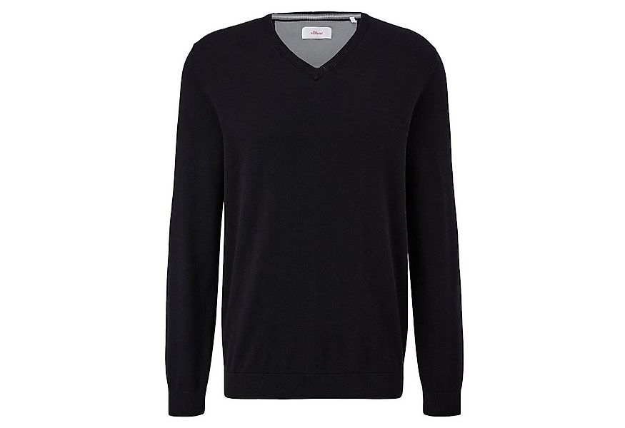 s.Oliver V-Ausschnitt-Pullover Pullover (1-tlg) V-Ausschnitt, langarm, Logo günstig online kaufen