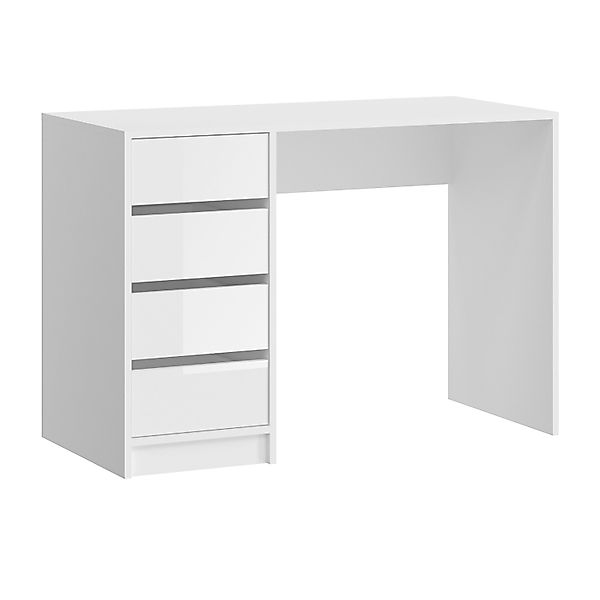 Inn.Furn Schreibtisch Weiß Hochglanz 110 cm mit 4 Schubladen Adele günstig online kaufen