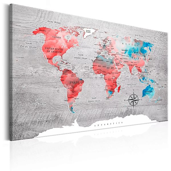 Wandbild - World Map: Red Roam günstig online kaufen