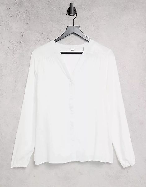 JDY – Ice – Langärmlige Bluse mit V-Ausschnitt in Weiß günstig online kaufen