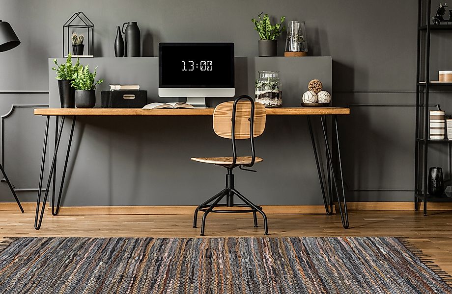 Kayoom Teppich »Sonipat 110«, rechteckig, 16 mm Höhe, Echtleder flachgewebt günstig online kaufen