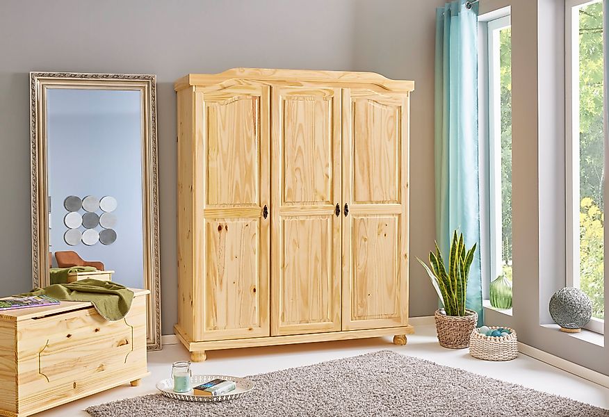 Inter Link Kleiderschrank Bern aus Massivholz, 6 Fächer, Kleiderstange, nat günstig online kaufen