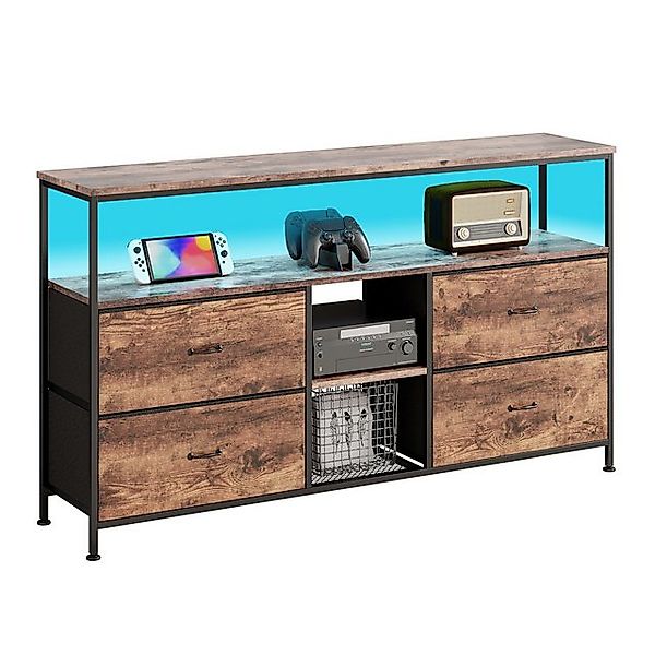FUROKOY TV-Schrank Kleiderschränke 137cm mit 4 Retro-Stoffschubladen,höhenv günstig online kaufen