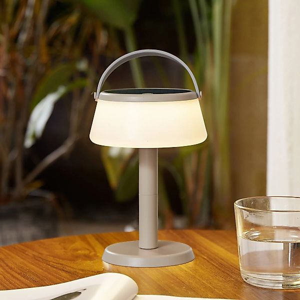 Lindby LED-Solar-Tischleuchte Mikkel, beige, dimmbar, 7 cm günstig online kaufen