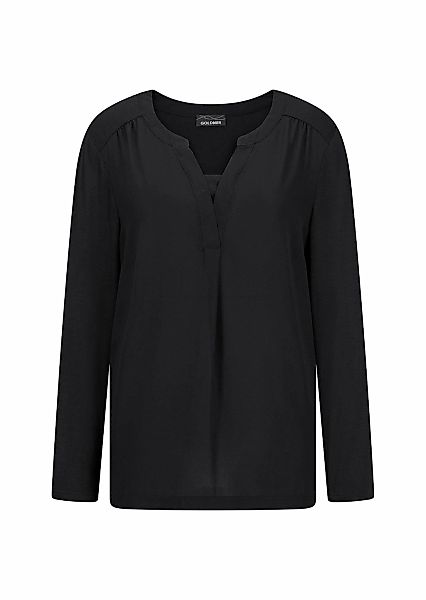 GOLDNER Kurzarmbluse "Kurzgröße Langarm Damen Unibluse mit Chiffoneinsatz u günstig online kaufen