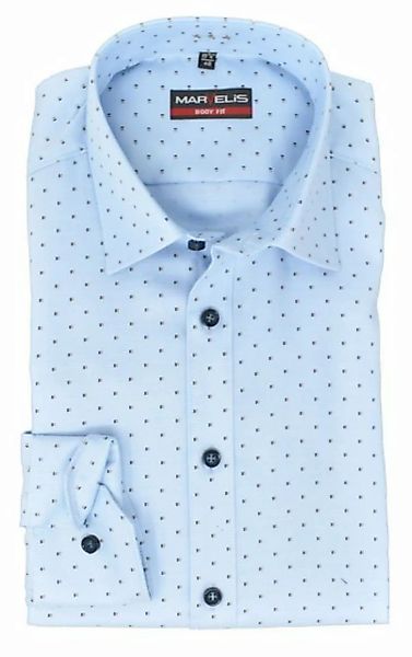MARVELIS Businesshemd Businesshemd - Body Fit - Langarm - Muster - Hellblau günstig online kaufen