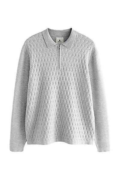 Next Langarm-Poloshirt Strukturiertes Premium Polohemd mit Viertel-RV (1-tl günstig online kaufen