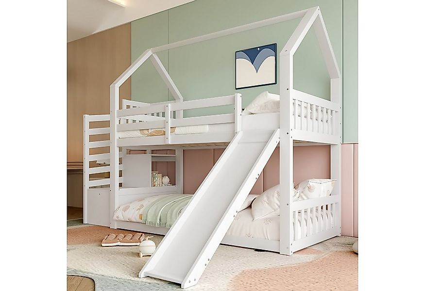 TavilaEcon Etagenbett Kinderbett Jugendbett Hausbett mit Stauraumtreppe und günstig online kaufen