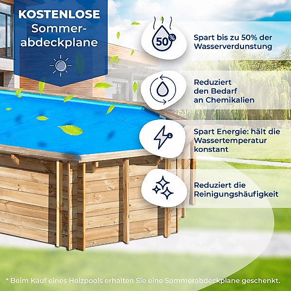 Gre Achteckpool "SAFRAN 2 mit Edelstahlleiter", (Set, 8 tlg.), Kiefernholz, günstig online kaufen