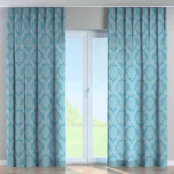 Vorhang mit flämischen 1-er Falten, blau, Damasco (613-67) günstig online kaufen