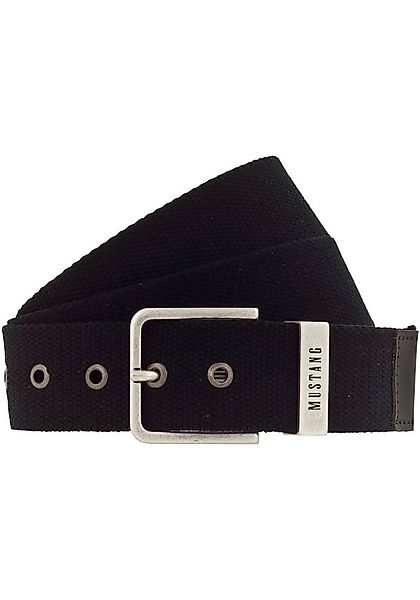 MUSTANG Stoffgürtel Schließe mit Used-Look, Schlaufe mit Logoschriftzug günstig online kaufen