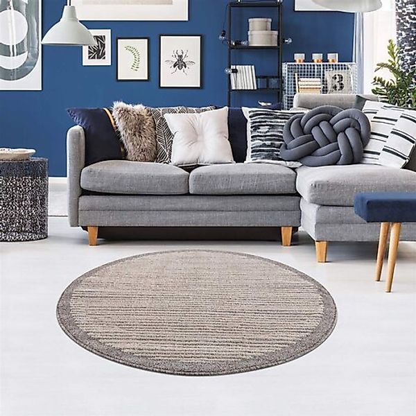 Carpet City Teppich »Art 2231«, rund, 7 mm Höhe, Kurzflor, Streifen-Muster, günstig online kaufen