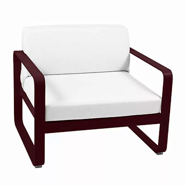 Gepolsterter Sessel Bellevie Lounge metall textil weiß rot / Stoff weißgrau günstig online kaufen