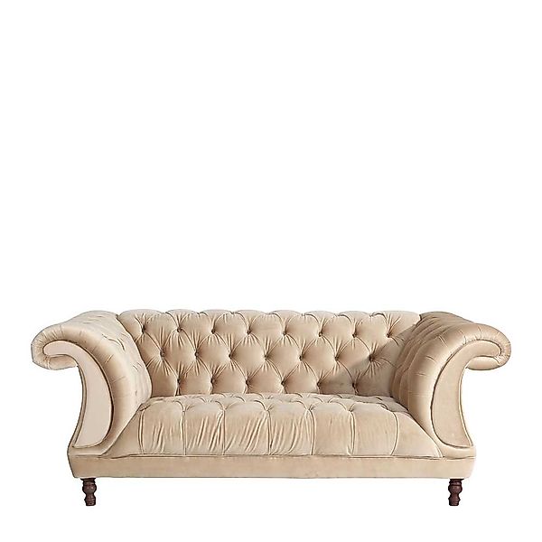 Zweiersofa Neo Barock Beige aus Samtvelours 200 cm breit günstig online kaufen