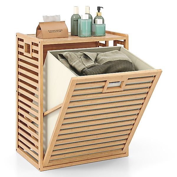 COSTWAY Wäschekorb, 68 L, Badregal Bambus, günstig online kaufen