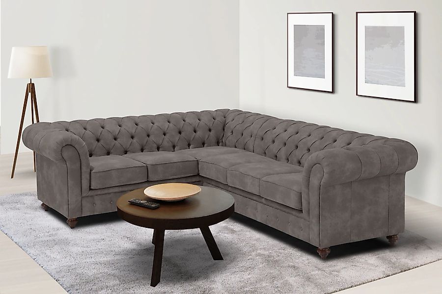 Home affaire Chesterfield-Sofa "Chesterfield Ecksofa, auch in Leder L-Form" günstig online kaufen