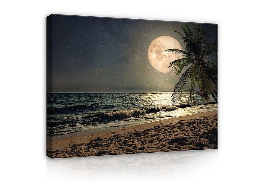 Wallarena Leinwandbild Strand Meer Palmen Nacht Modern Wandbilder Wand Deko günstig online kaufen