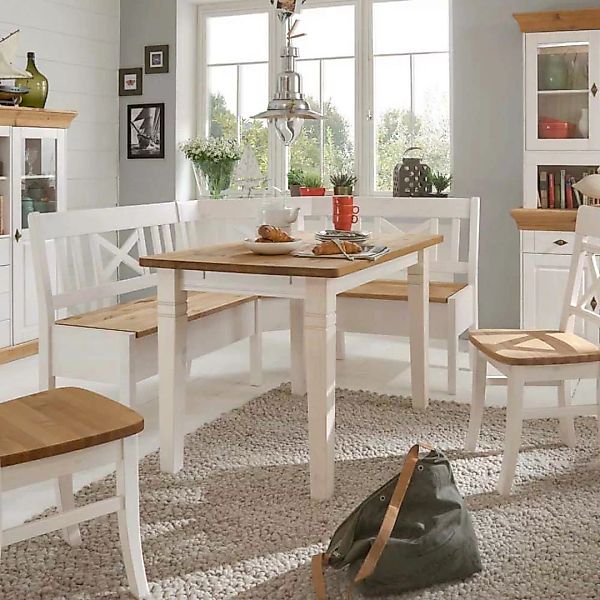 Massivholztisch im Landhausstil Weiß günstig online kaufen