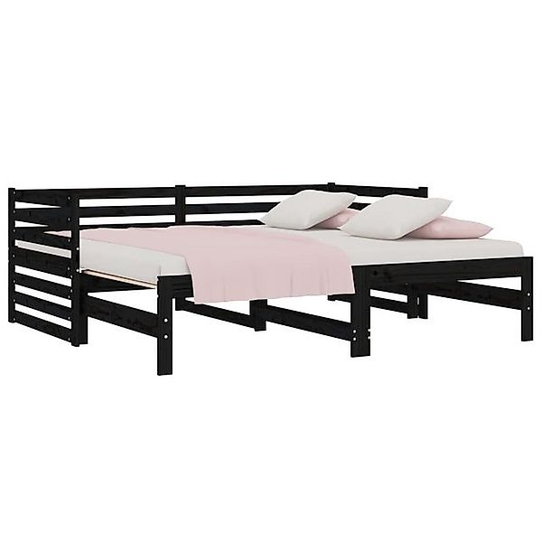 vidaXL Bett Tagesbett Ausziehbar Schwarz 2x(80x200) cm Massivholz Kiefer günstig online kaufen