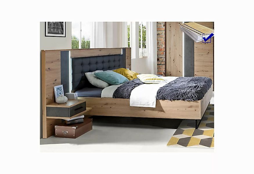 expendio Bett Fosca 1 (Spar-Set, 5-tlg), Artisan Eiche Nb. / Betonoptik dun günstig online kaufen