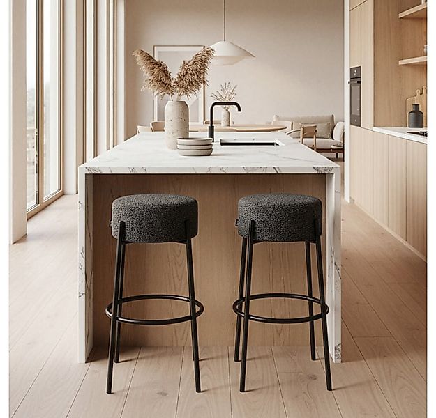 HOME DELUXE Barhocker OLIN - 41 x 41 x 76 cm (2 St), Teddy-Bouclé Bezug, Kü günstig online kaufen