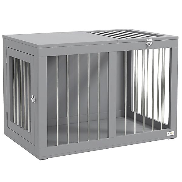 PawHut Hundekäfig für Zuhause Mittelgroße Hunde mit Türen Grau 80 x 50 x 56 günstig online kaufen