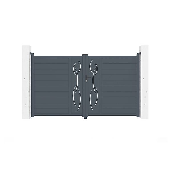 Casanoov Flügeltor 3M Life H 180Cm & 2 Pfosten H 190Cm Aluminium Grau günstig online kaufen