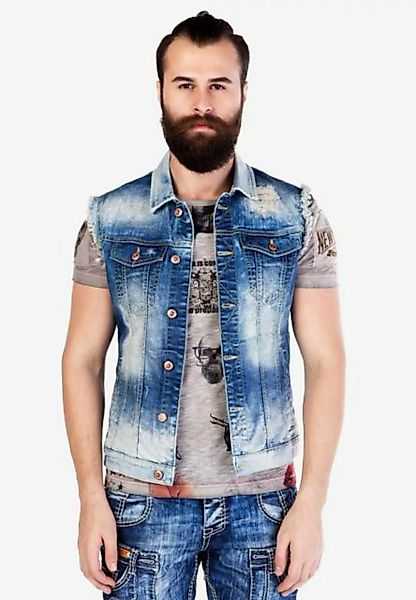 Cipo & Baxx Jeansweste im modischen Used-Look günstig online kaufen