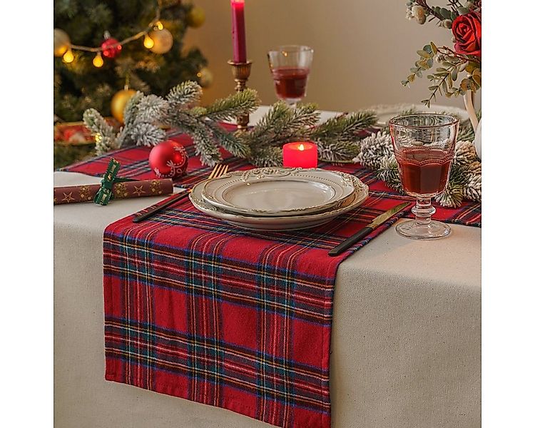 BTTO Tischdecke Tischdecke Weihnachtlich kariertes,Tischläufer Platzsets, W günstig online kaufen