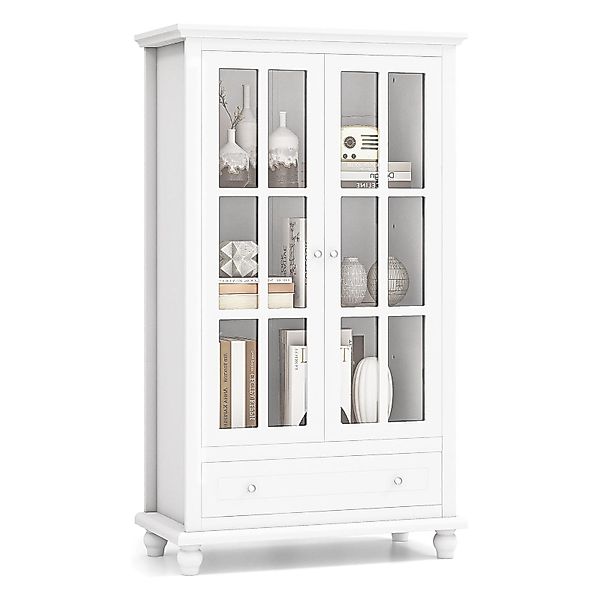 KOMFOTTEU Mehrzweckschrank Bücherschrank Vitrinenschrank mit Glastüren günstig online kaufen