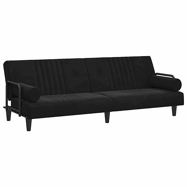 vidaXL Sofa Schlafsofa mit Armlehnen Schwarz Samt Schlafcouch Couch Sofa günstig online kaufen