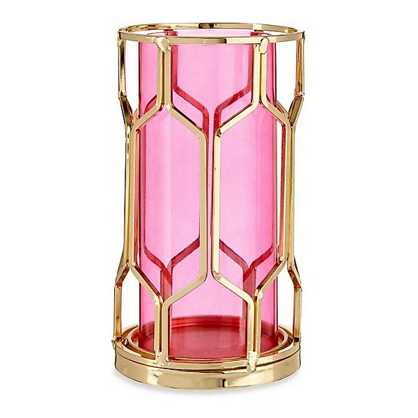 Kerzenschale Rosa Golden Metall Glas (11,5 X 19,5 X 11,5 Cm) günstig online kaufen
