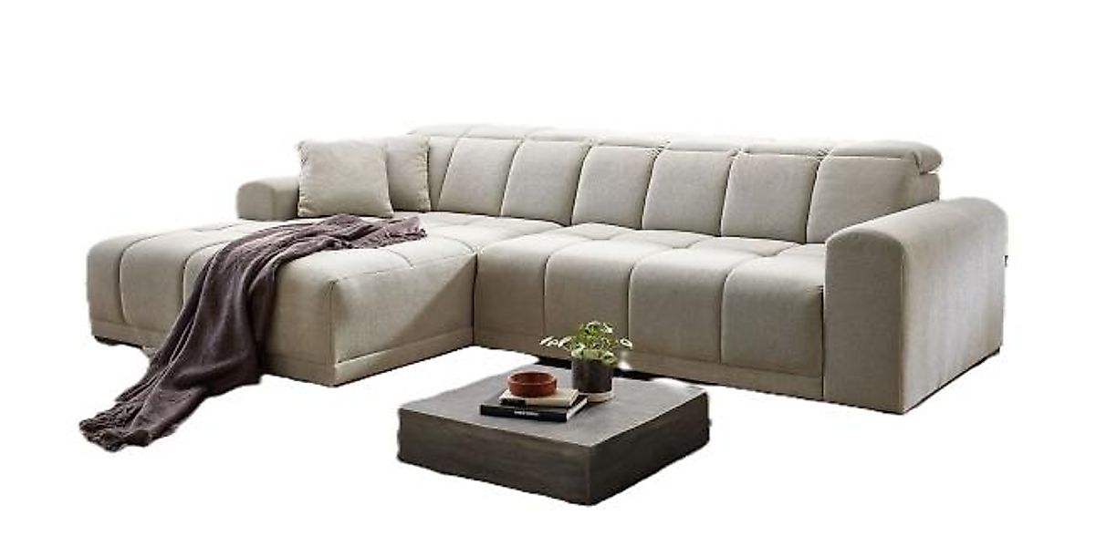 Wohnlandschaft mit Schlaffunktion ca. 195x301 cm Ottomane links Beige günstig online kaufen