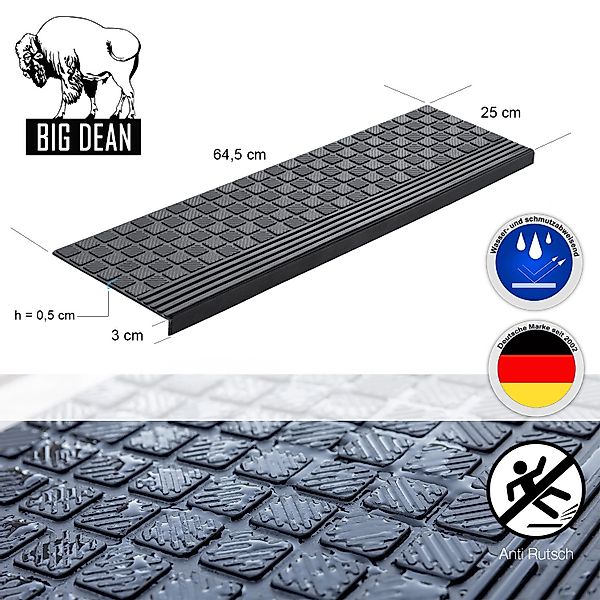 BigDean Stufenmatte 10x Gummi 65x25cm Treppenstufen günstig online kaufen
