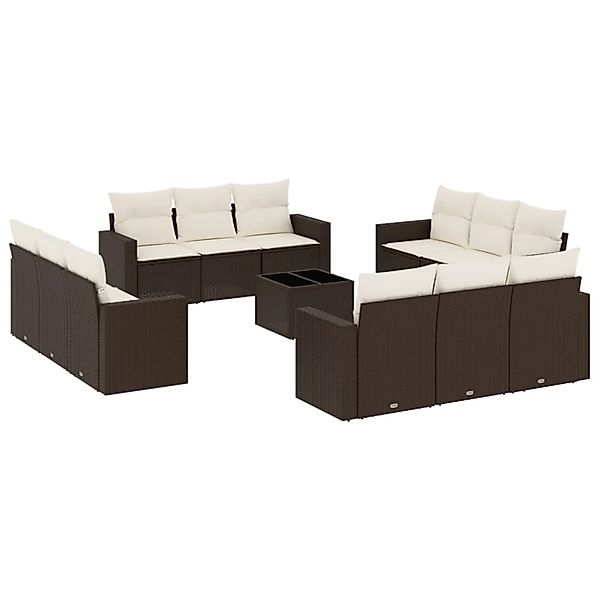 vidaXL 13-Tlg Garten-Sofagarnitur mit Kissen Braun Poly Rattan 3218773 günstig online kaufen