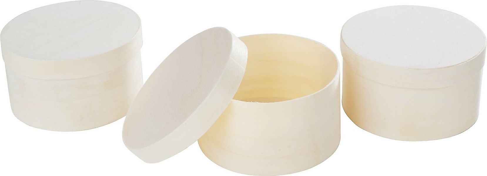VBS Aufbewahrungsdose Holz-Spanschachtel, rund Ø 9 cm 3er-Pack günstig online kaufen