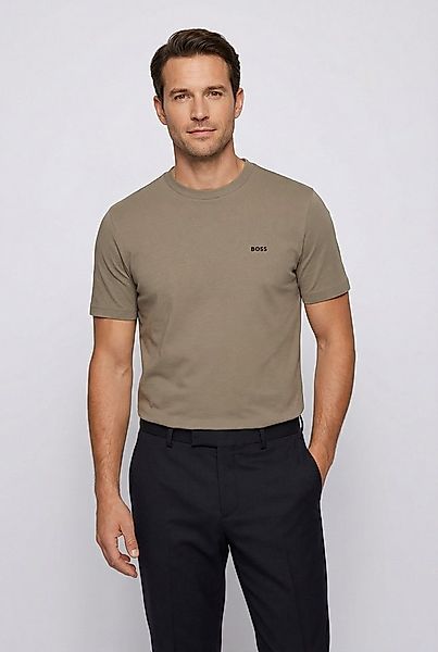BOSS GREEN Rundhalsshirt Tee mit gummiertem Kontrast-Logo günstig online kaufen