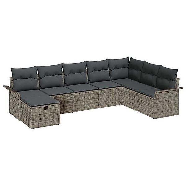 vidaXL Loungesofa 8-teiliges Garten Sofa Set mit Kissen Grau Poly Rattan, 8 günstig online kaufen