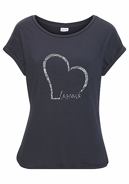 LASCANA Kurzarmshirt "mit Lascana Herz Print" aus weichem Viskose-Stretch günstig online kaufen