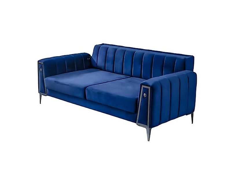 Xlmoebel Sofa Moderne Designer Luxus Sofa aus blauem Stoff für drei Persone günstig online kaufen