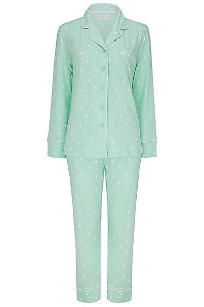 SNOOZE OFF Pyjama Schlafanzug in pastellgrün mit weißen Herzen (2 tlg., 1 S günstig online kaufen