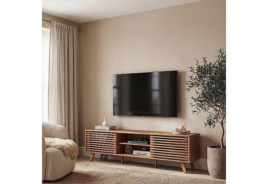 IDIMEX Lowboard RIAN, Modernes TV Möbel mit Schiebetüren aus Massivholz Eic günstig online kaufen