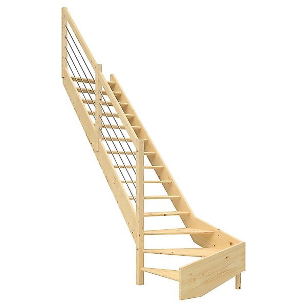 Dolle Raumspartreppe Paris 1/4-gew. Links Fichte Edelstahlgeländer FSC günstig online kaufen