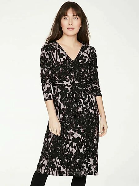 Schwarz-grau Bedrucktes Kleid Aus Bambus Und Bio-baumwolle günstig online kaufen