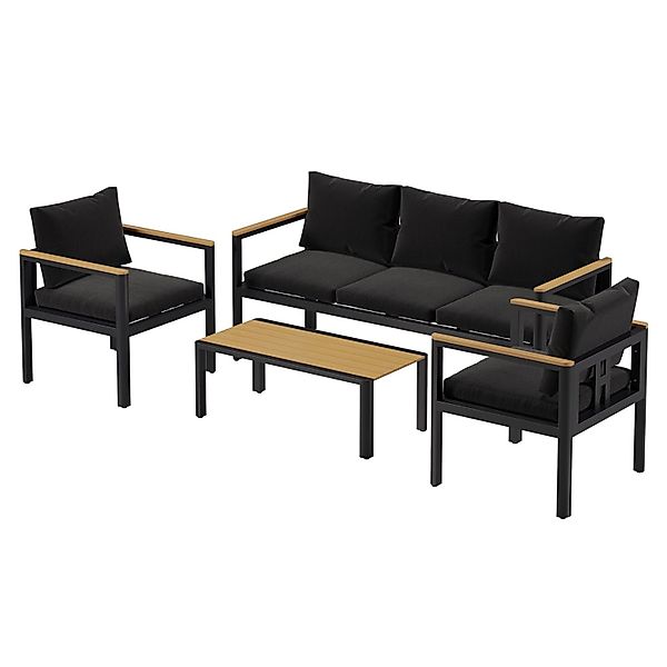 RICHLY Gartenmöbel Set Aluminium Loungeset Polywood Tischplatte für 5 Perso günstig online kaufen