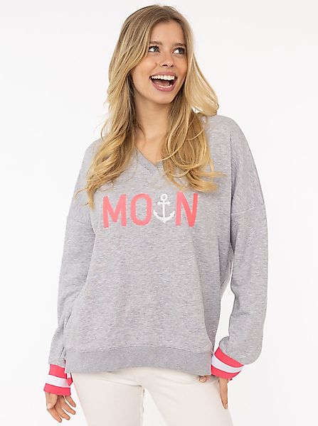 Zwillingsherz Sweatshirt V-Ausschnitt, Langarm, Stickerei, hinten günstig online kaufen