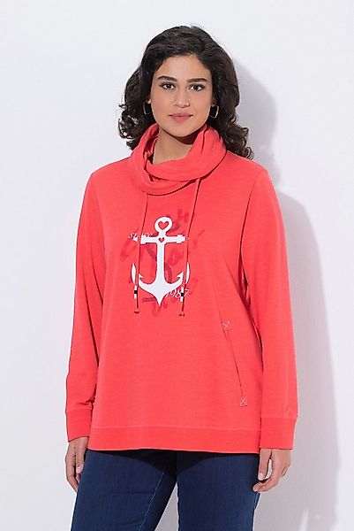 Ulla Popken Sweatshirt Sweatshirt maritimes Motiv Stehkragen Langarm günstig online kaufen